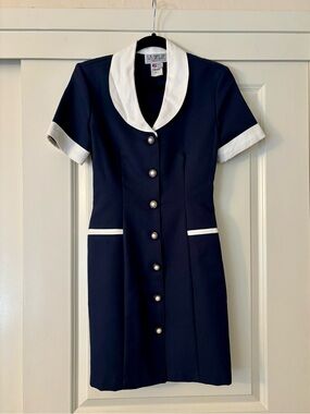La Belle vintage 80's / 90's navy pinup dress size 3 XS